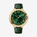 Ballon Bleu De Cartier Watch | 40mm, 18K Yellow Gold, Alligator Leather, Green Dial