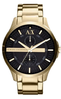Armani Exchange Hampton AX2122 Men's Chronograph Watch – Black Dial with Gold Stainless Steel Strap